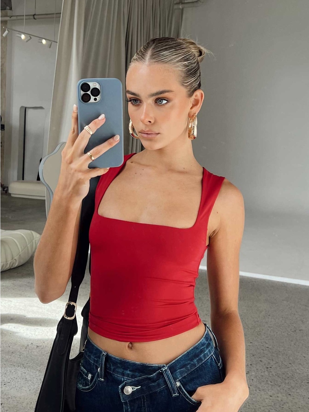 Princess Polly Red Square Neck Tank